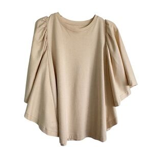 Psophía Vázquez de Castro Beige Cape Sleeve Top Blouse Size S